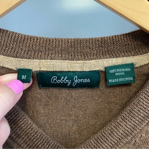 Bobby Jones Brown Merino Wool V-neck Sweater - Picture 8 of 11